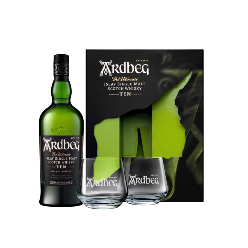 Ardbeg, 10 years - Giftpack 2 Glasses 70cl
