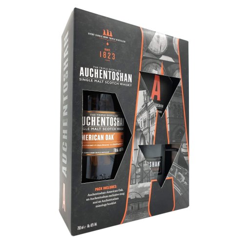 Auchentoshan - American Oak Gift Pack met Mok & Mixology Boekje 70cl
