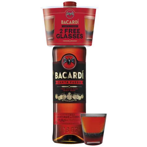 Bacardi - Carta Fuego, Shot Glasses Gift 70cl