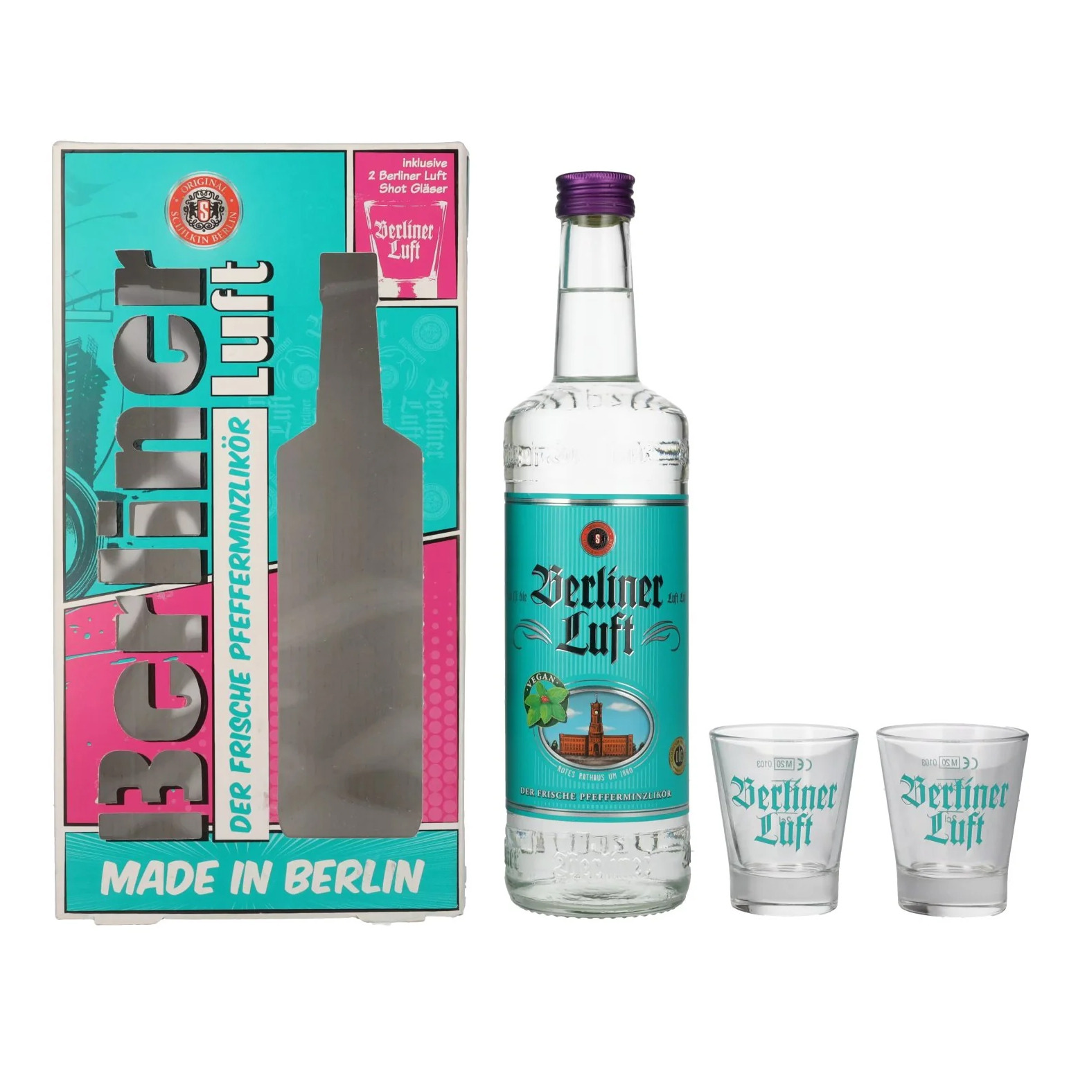 Berliner Luft Pfefferminz Giftpack with 2 Glasses 70cl