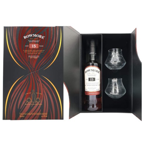 Bowmore, 15 Y Gift Pack 2 Glazen 70cl