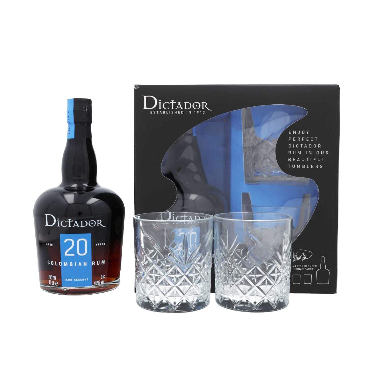 Dictador, 20 years - Giftpack 2 Glazen 70cl