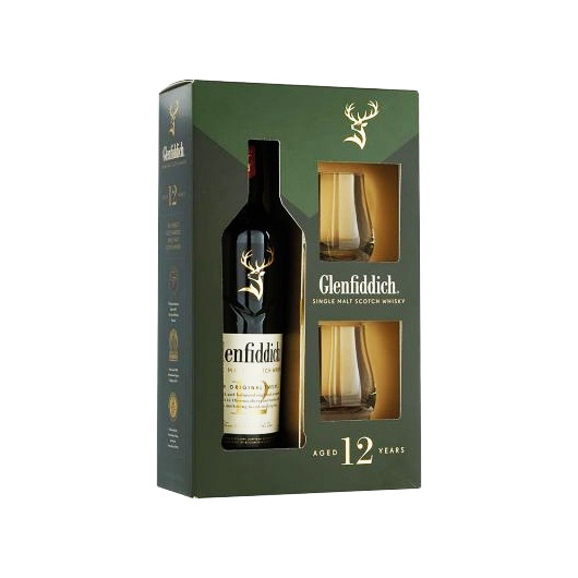 Glenfiddich, 12 years - Gift Pack 2 Glazen 70cl