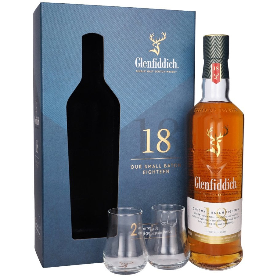 Glenfiddich, 18 years - Giftpack 2 Glasses 70cl