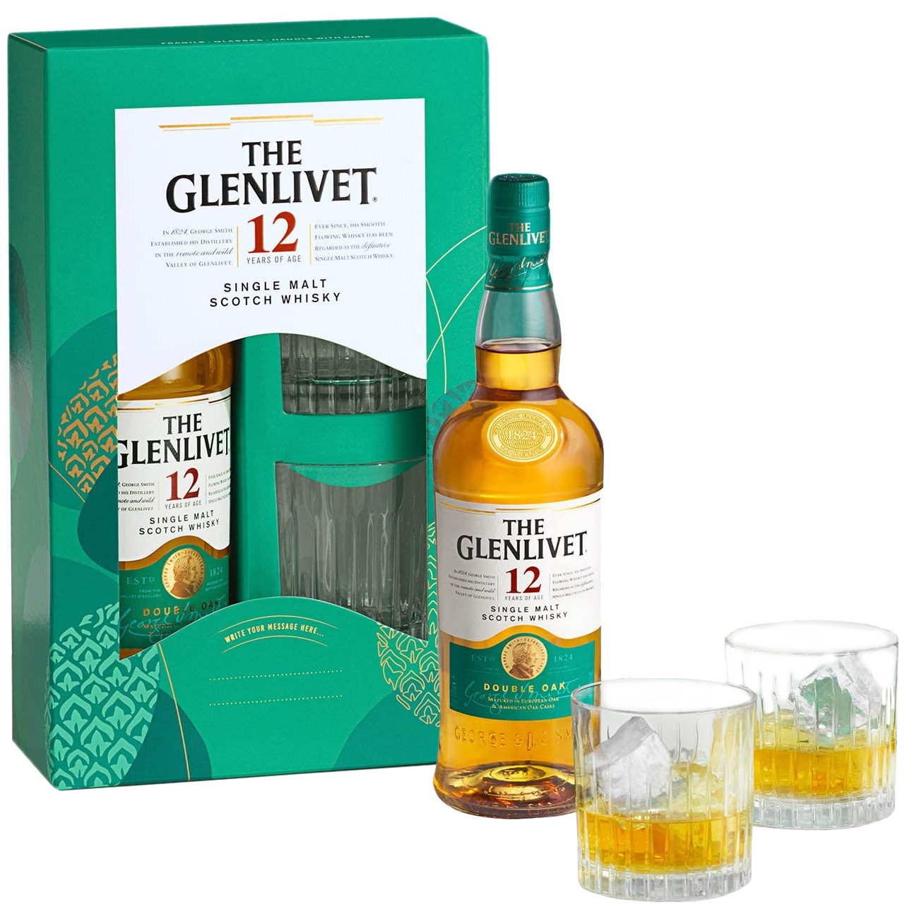 Glenlivet, 12 years - Double Oak met 2 glazen 70cl