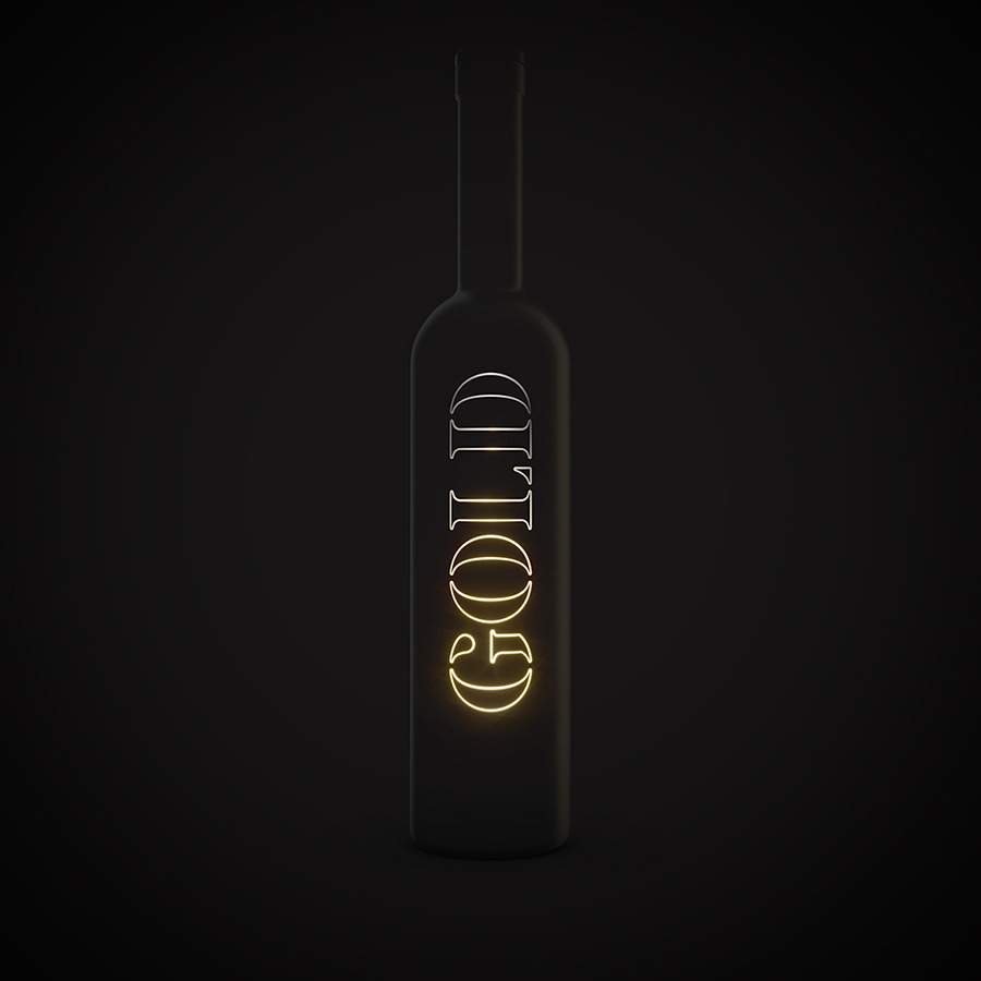 Gold Dry Vodka met LED lampje 70cl