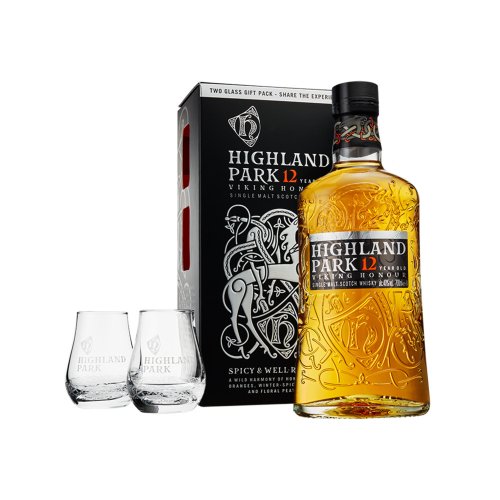 Highland Park, 12 years - Giftpack 2 Glasses 70cl
