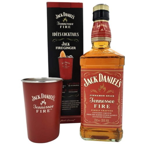 Jack Daniels - Fire Gift Pack met Metalen Beker 70cl