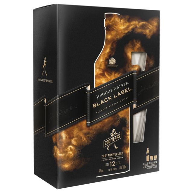 Johnnie Walker, 12 years - Black Label, 200 Anniversary Gift Pack 70cl