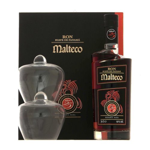 Ron Malteco, 25 years - Giftpack 2 Glasses 70cl