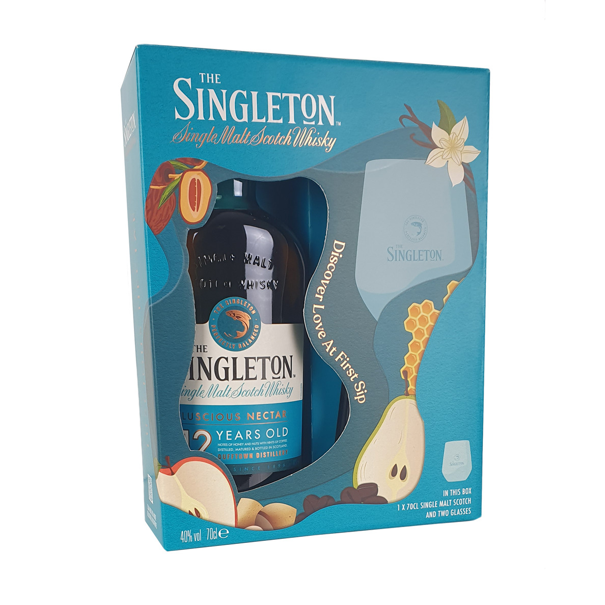 Singleton, 12 Y GiftPack 2 Glasses 70cl