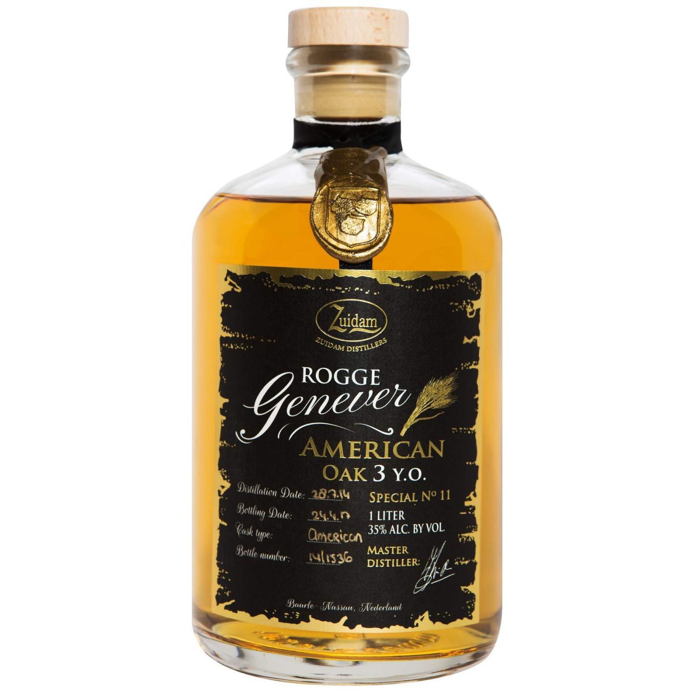 Zuidam - Rogge Genever, 3 Y American Oak 1 liter